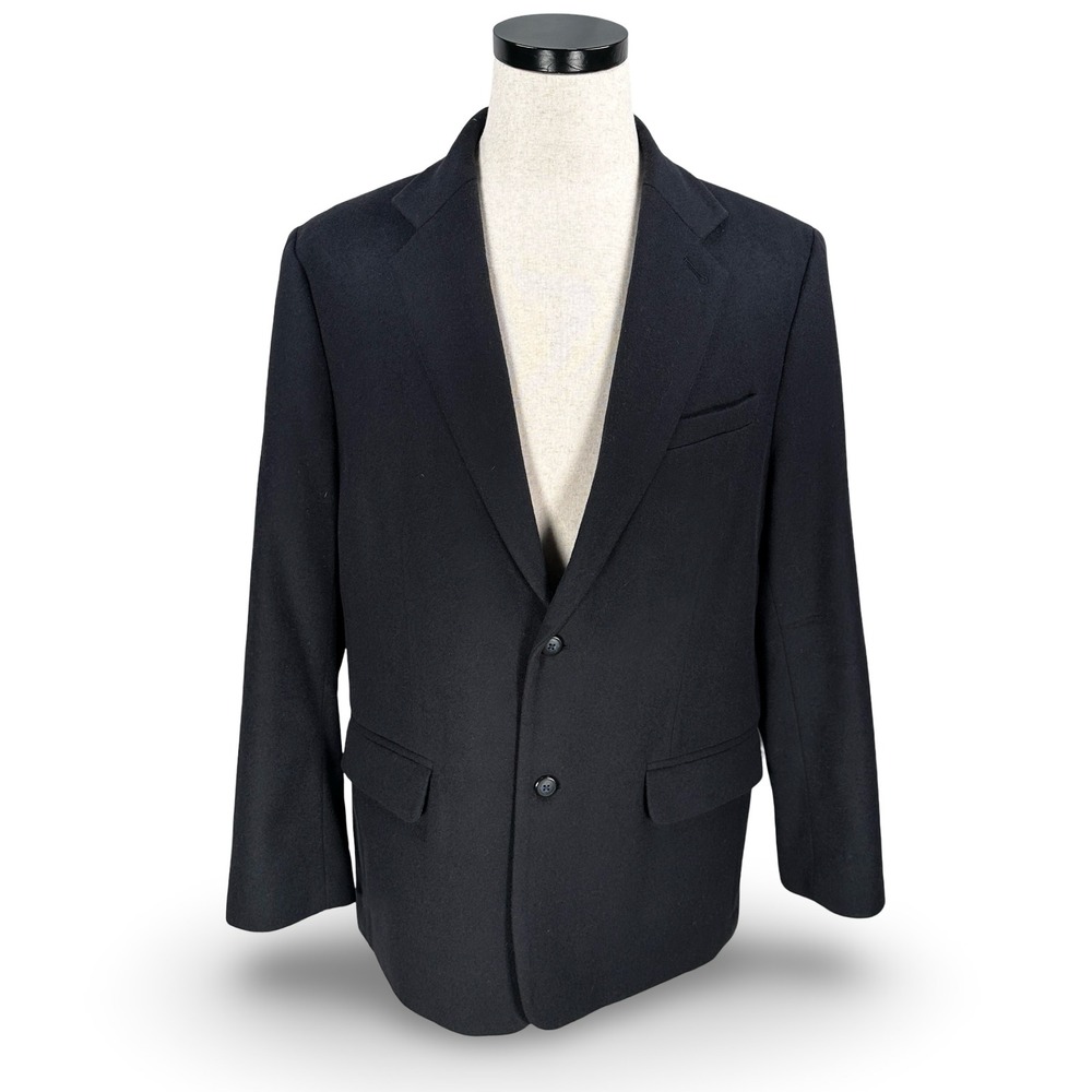 LL Bean Mens Wool Cashmere Blend Blazer Jacket Navy Blue 44 REG ItemID 278414
